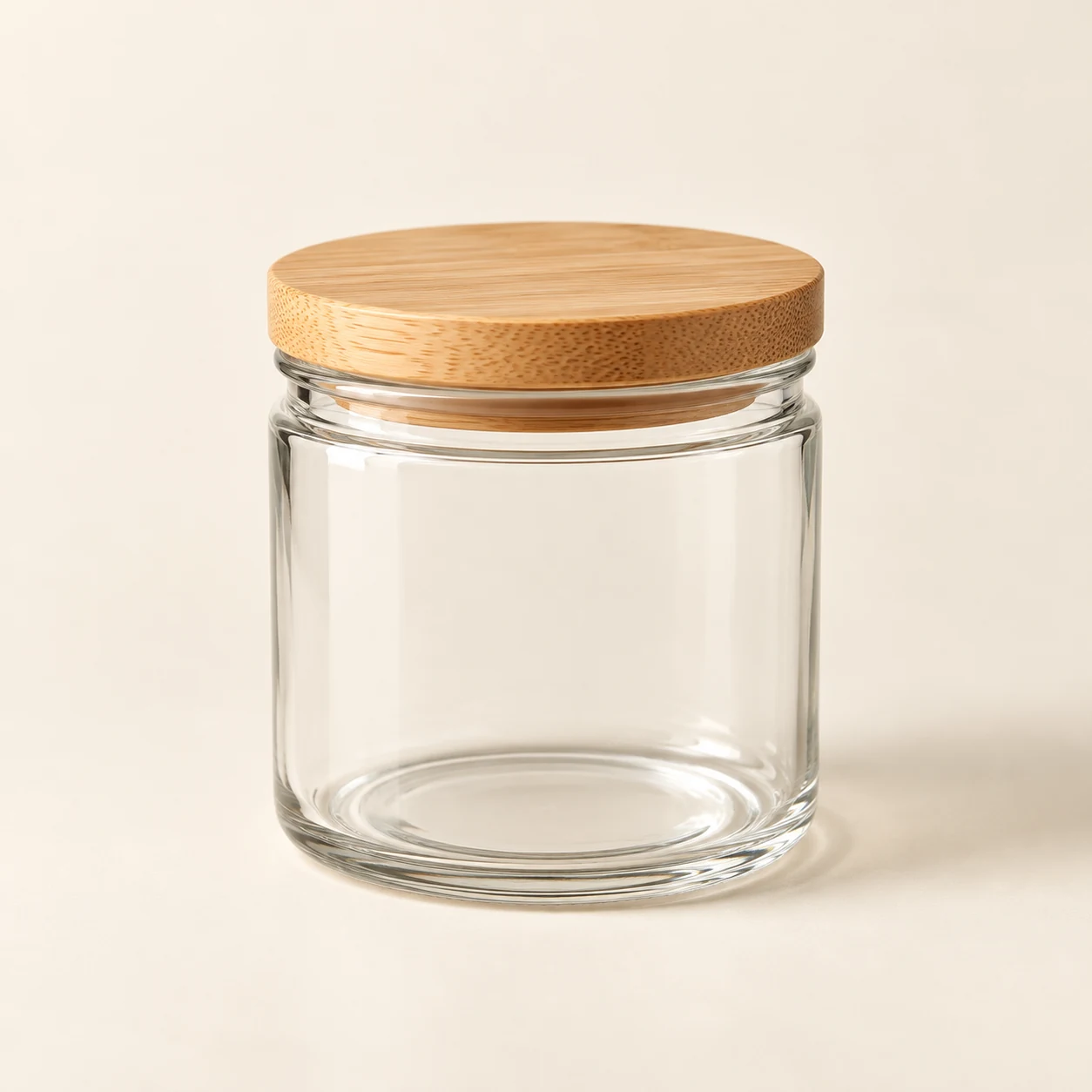 Pinch Wide-Mouth Jar — Clear / Natural Bamboo